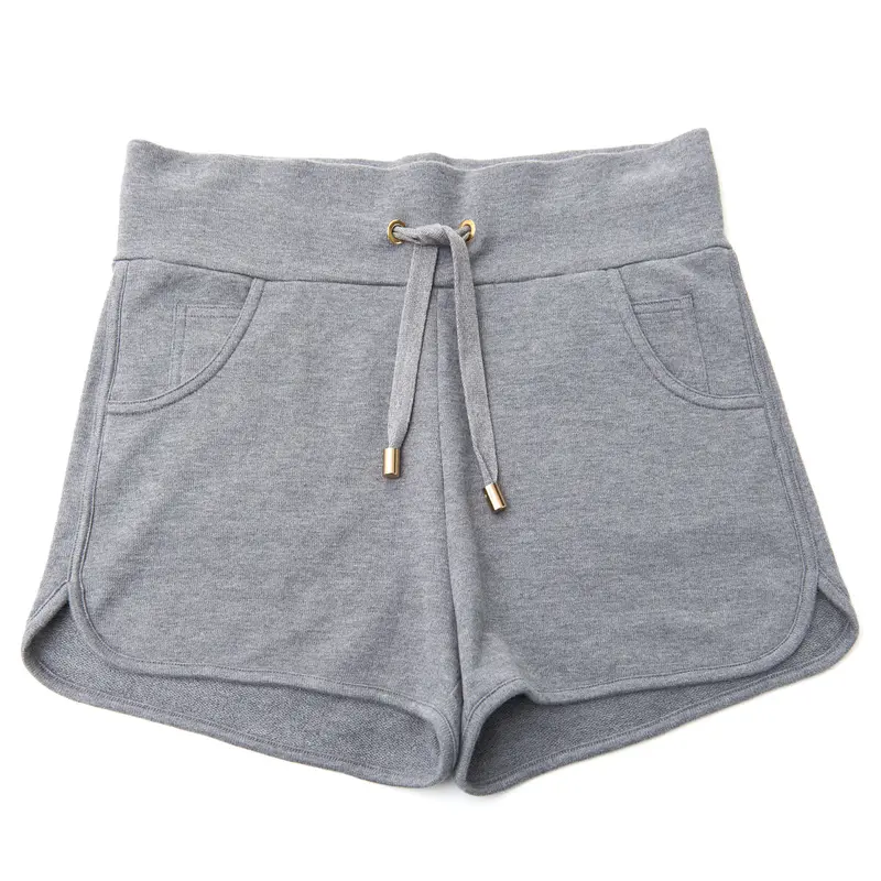 Heather Gray Cashmere & Cotton Shorts With Monogram Logo