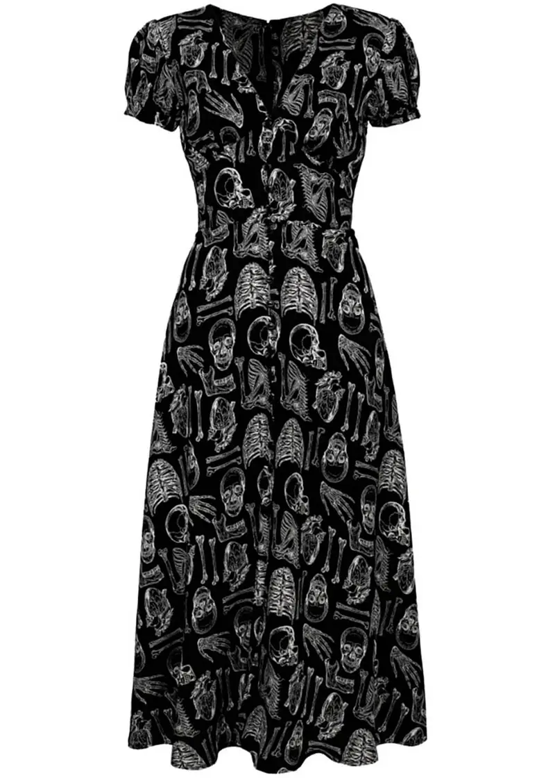 Hell Bunny Anatomy Skulls 40's Dress Black