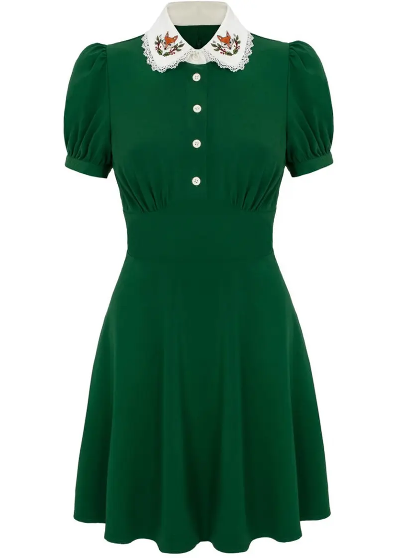 Hell Bunny Basil Fox Short Green Dress