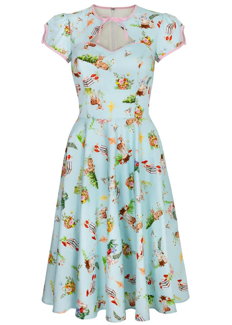 Hell Bunny Beatrix 50s Swing Dress Blue