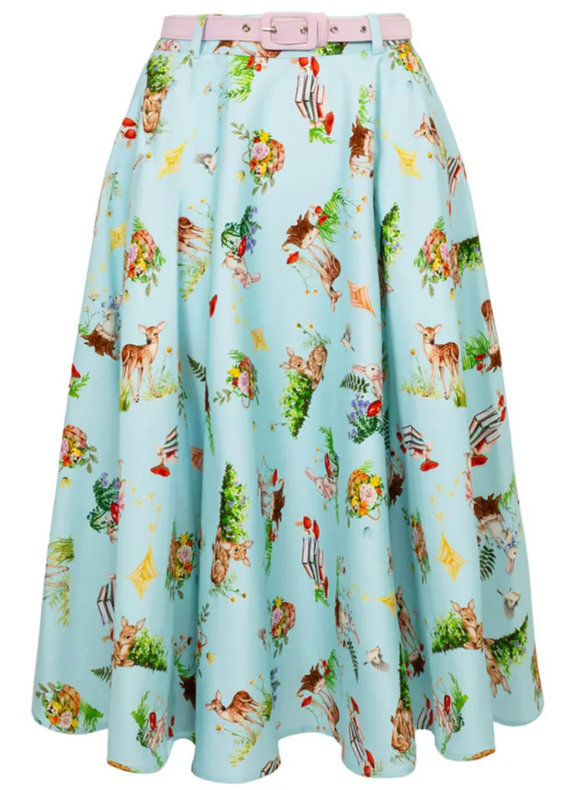 Hell Bunny Beatrix 50's Swing Skirt Blue