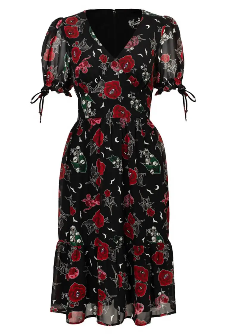 Hell Bunny Blooming Elle 70s Dress Black