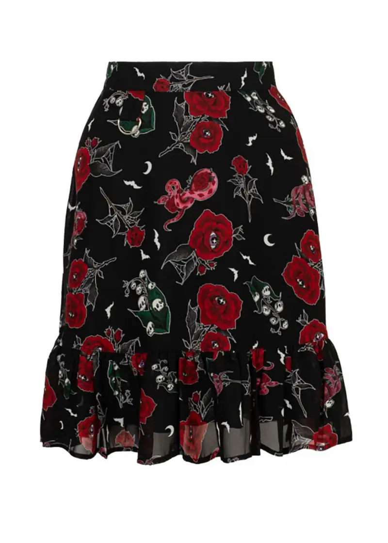 Hell Bunny Blooming Elle 70s Short Skirt Black