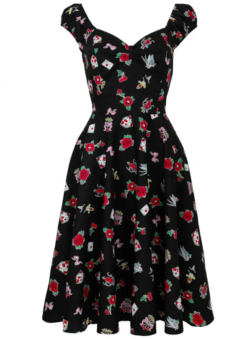 Hell Bunny Carlotta 50s Swing Dress Black