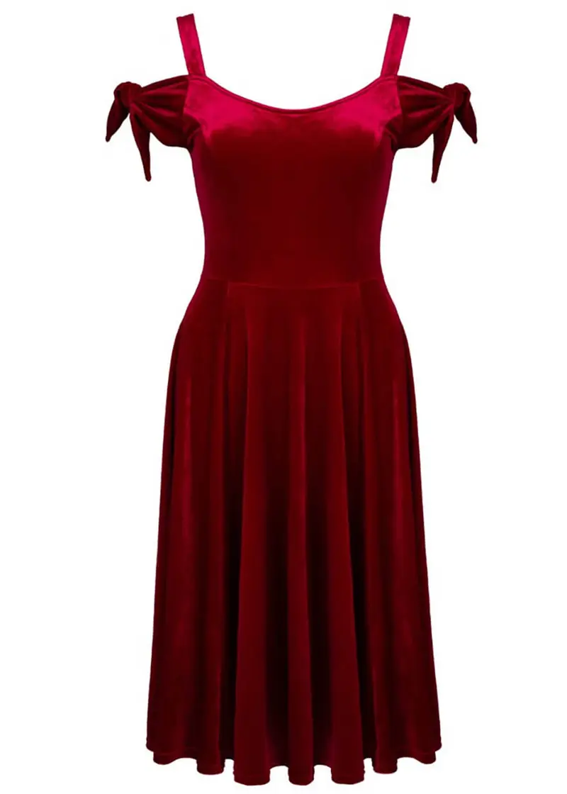 Hell Bunny Carrie Velvet 50s Swing Dress Red