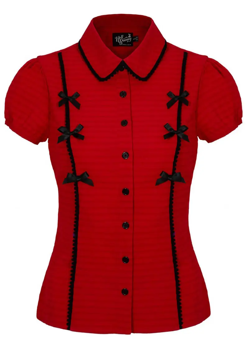 Hell Bunny Casey 40's Red Blouse