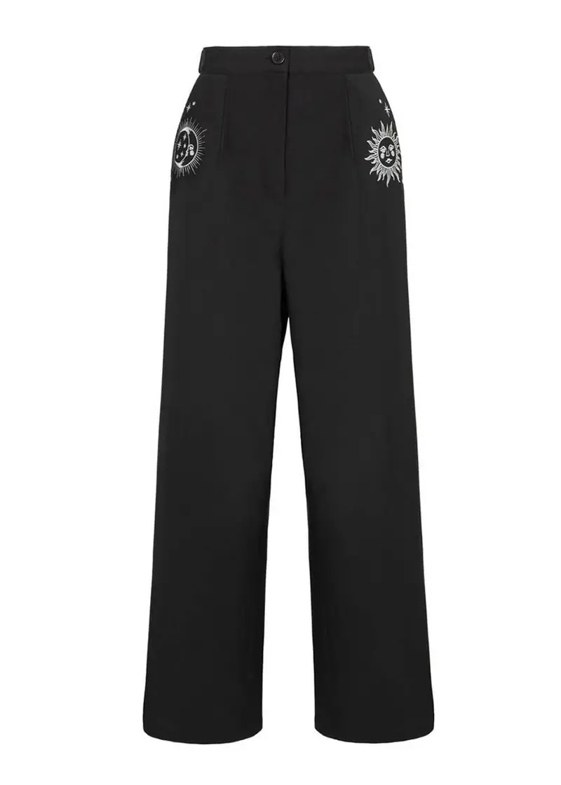 Hell Bunny Celeste Sun Moon Trousers Black