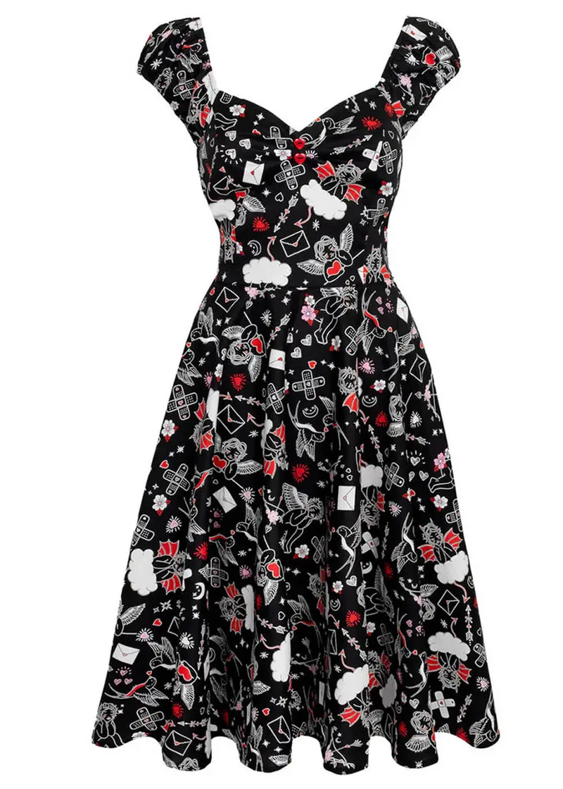 Hell Bunny Charlie 50s Swing Dress Black