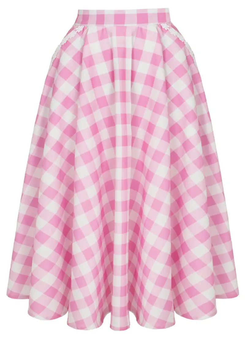 Hell Bunny Cindy 50's Swing Skirt Pink
