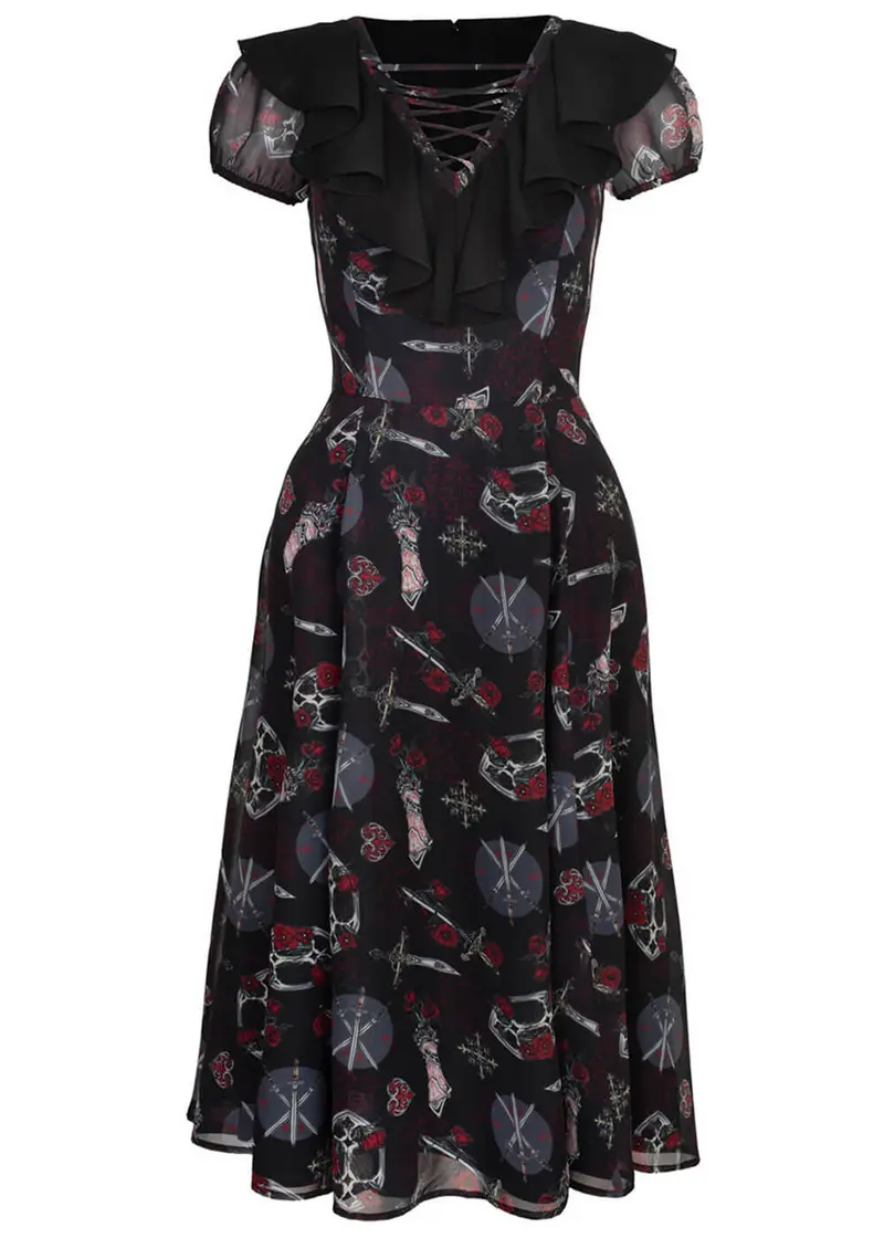 Hell Bunny Clarimond 50s Black Midi Dress