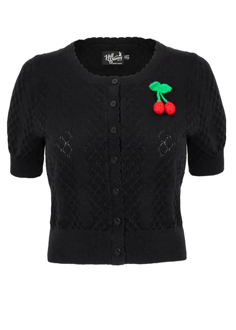 Hell Bunny Claudie Cherry 50's Cardigan Black