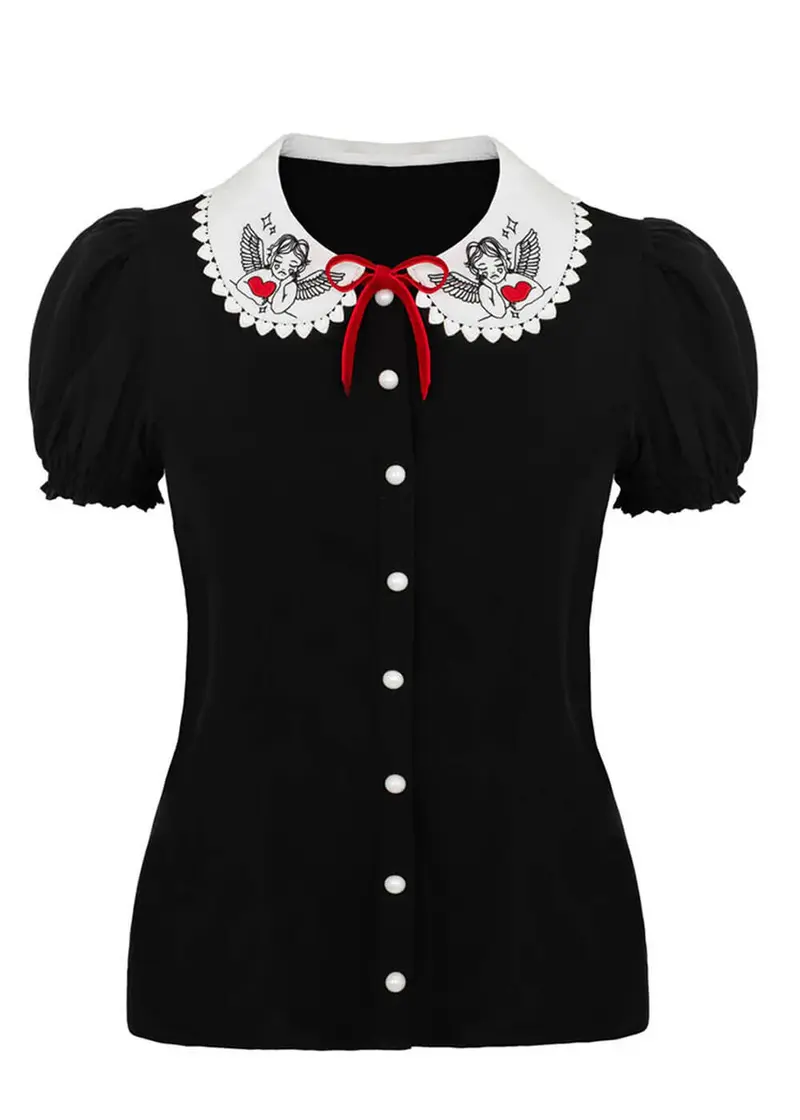 Hell Bunny Cupid Blouse Black