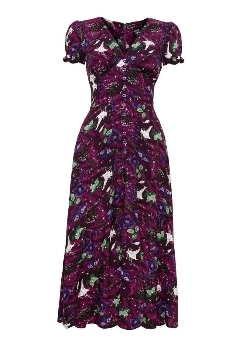 Hell Bunny Deadly Bouquet Midi Dress Wine