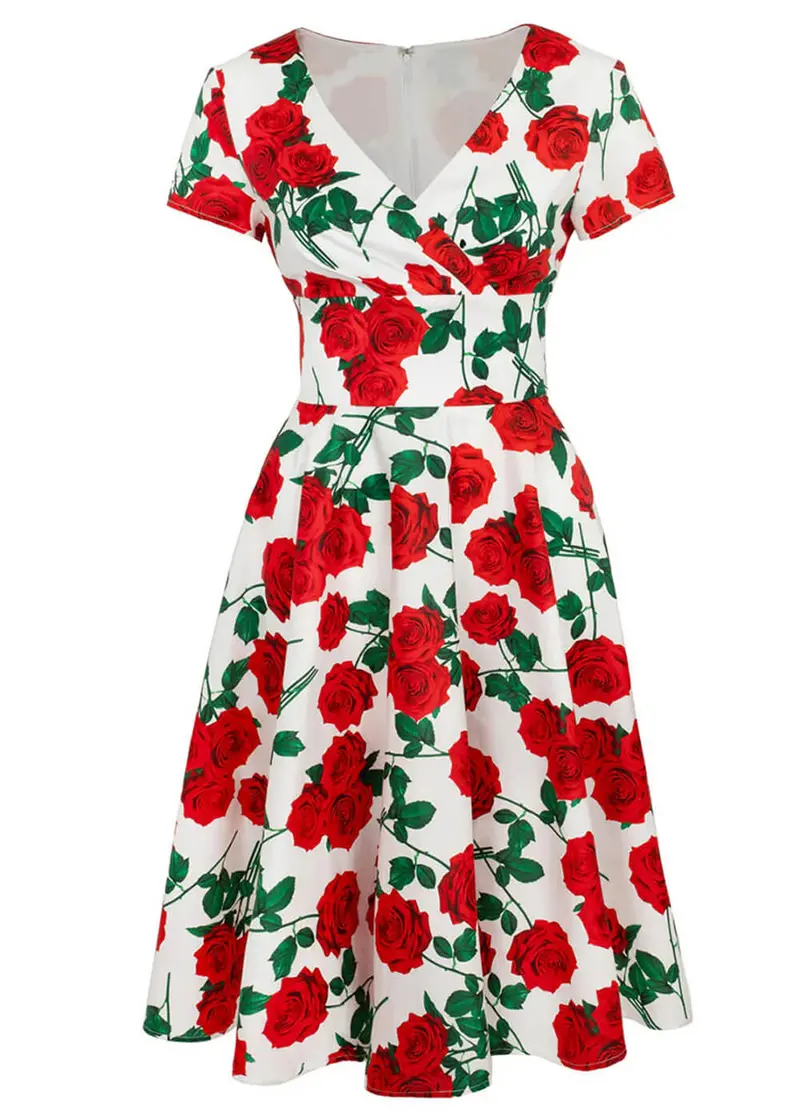 Hell Bunny Dolce Vita 50s Swing Dress White