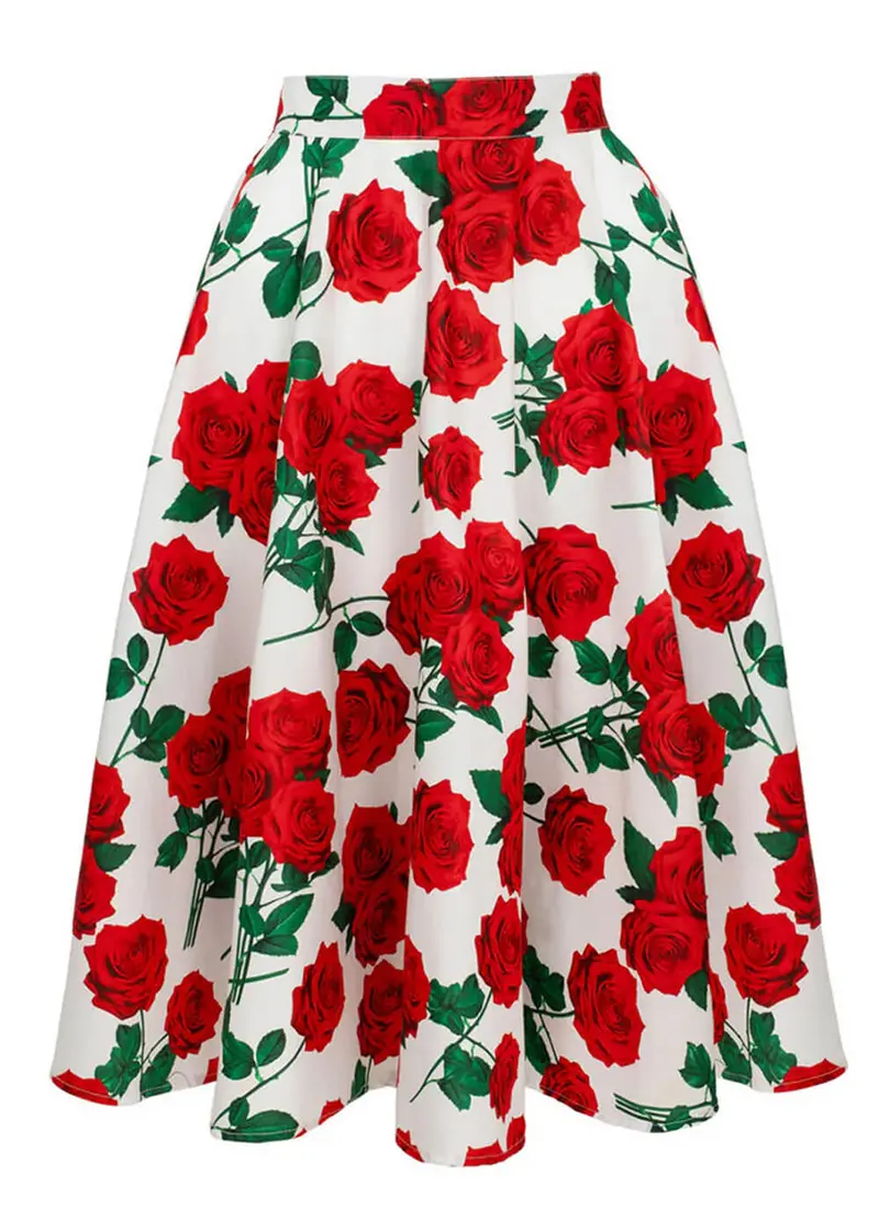Hell Bunny Dolce Vita 50's Swing Skirt White
