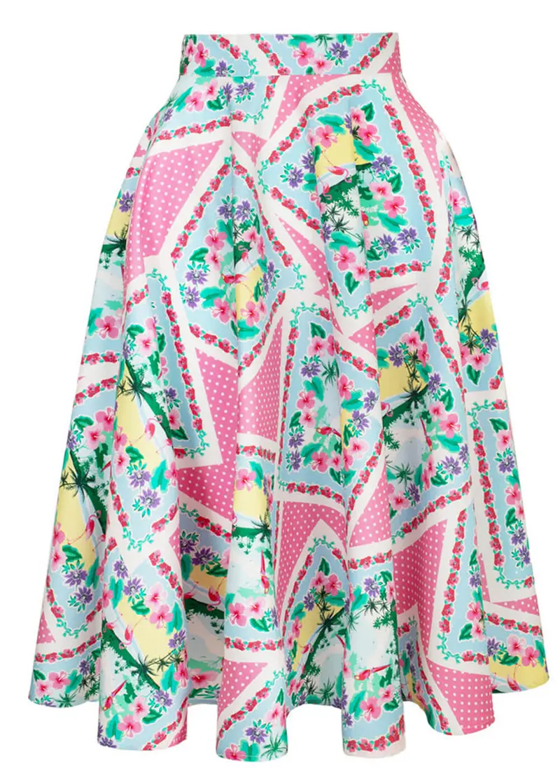 Hell Bunny Dreamland 50's Swing Skirt Pink