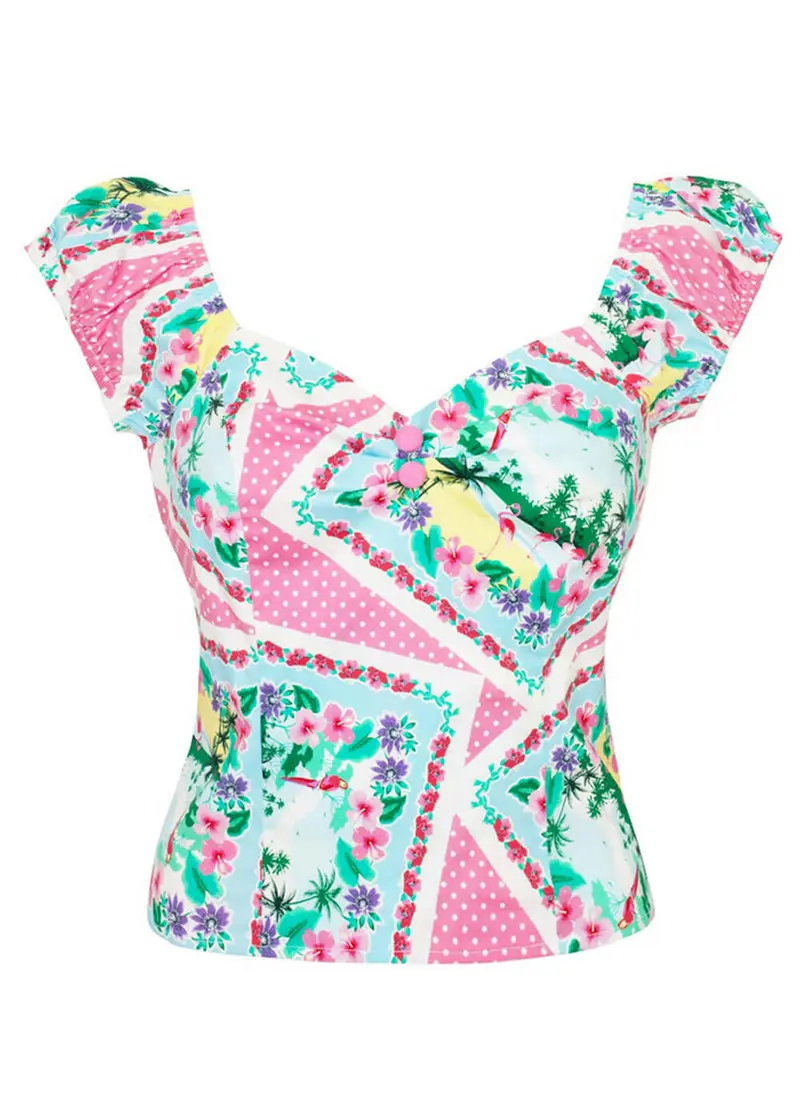 Hell Bunny Dreamland Top Pink
