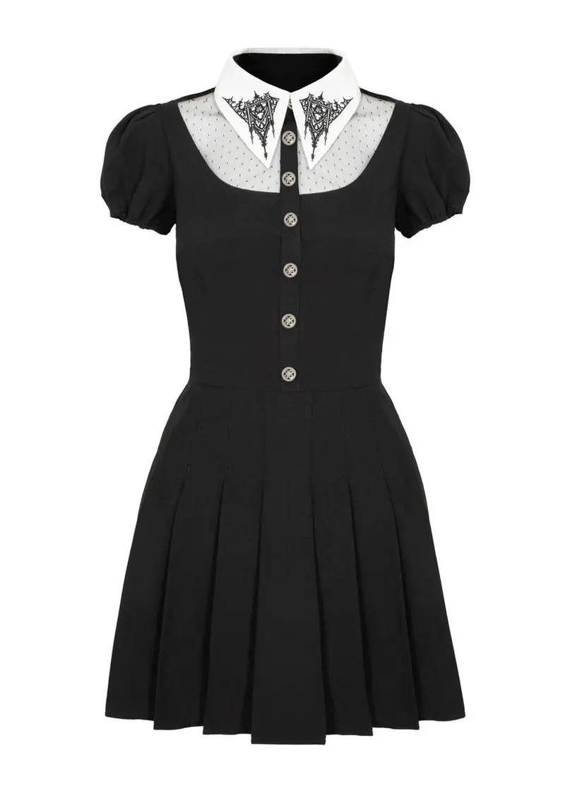 Hell Bunny Elizabeth Cathedral Mini Dress Black White