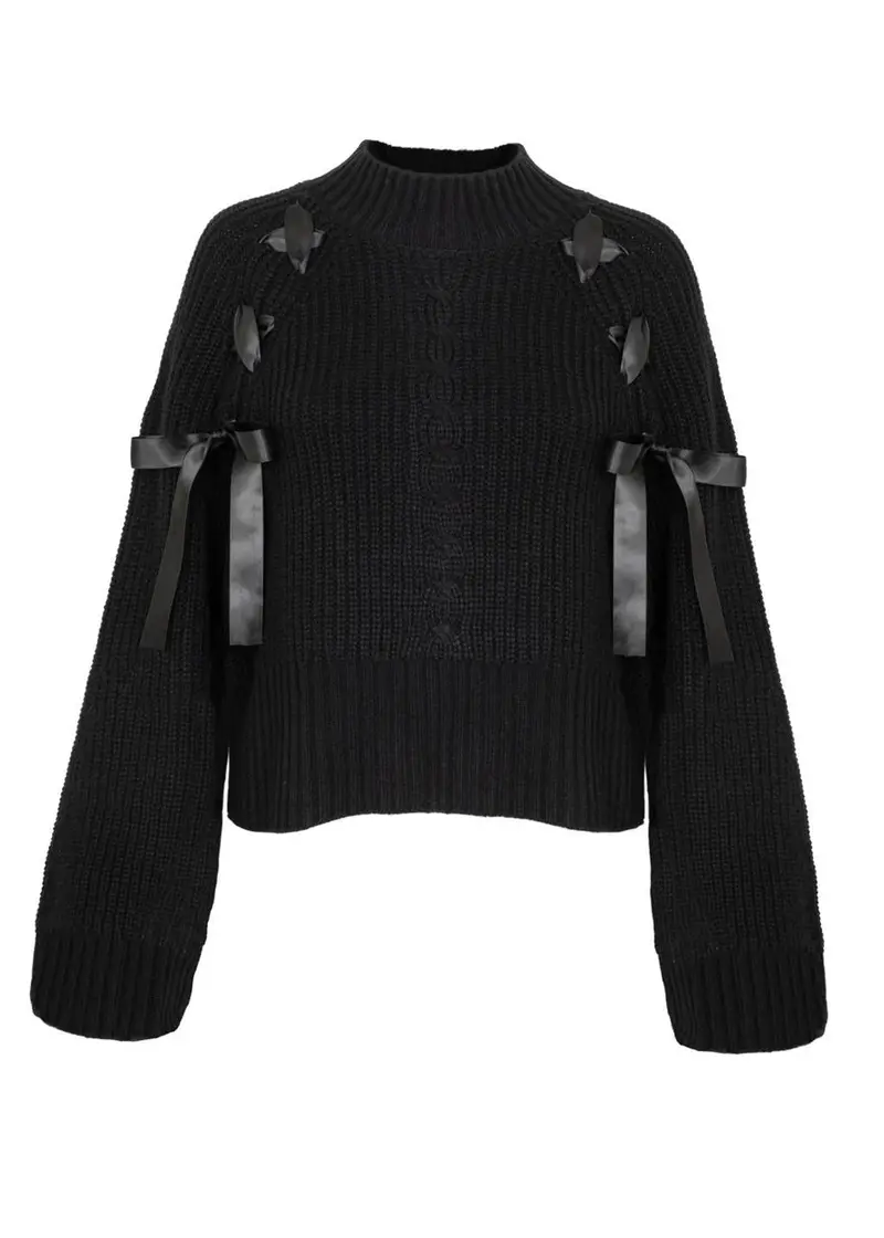 Hell Bunny Esme Bow Sweater Black