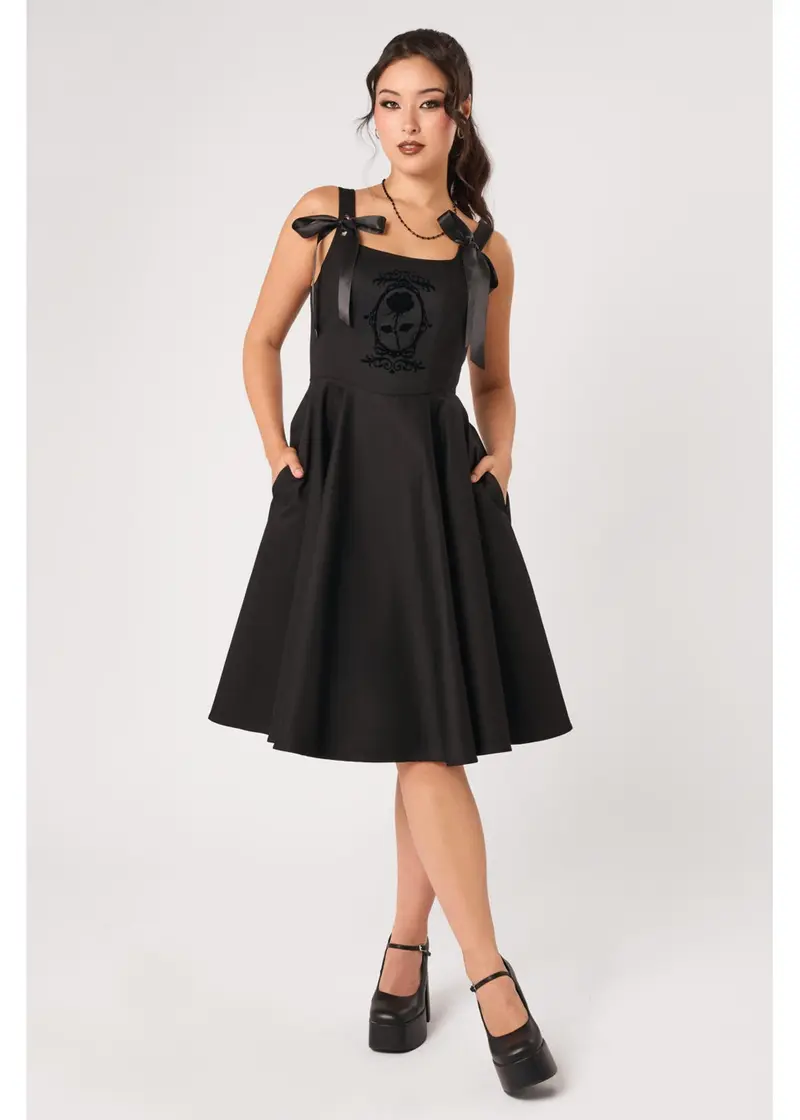 Hell Bunny Esme Roses 50's Swing Dress Black