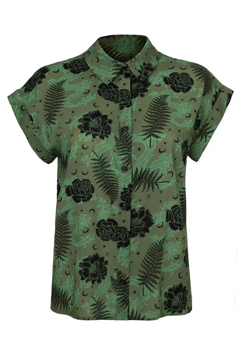 Hell Bunny Georgia Green Shirt