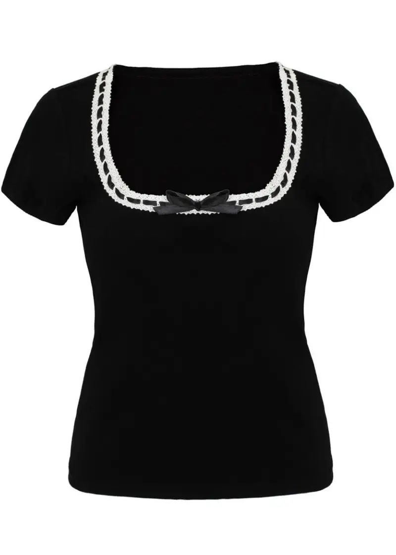 Hell Bunny Gracie Bow 50's Top Black