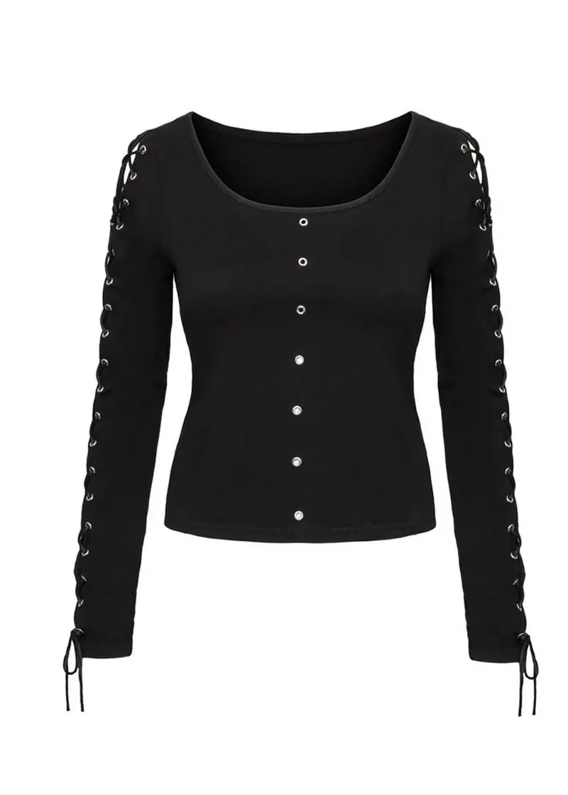 Hell Bunny Grimly 90s Top Black