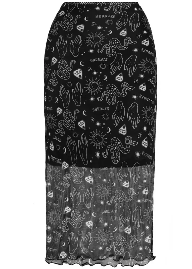 Hell Bunny Hello Goodbye Mesh Ouija 90's Skirt Black