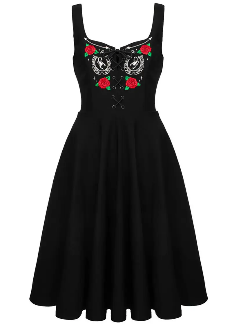 Hell Bunny Idaho 50s Swing Dress Black