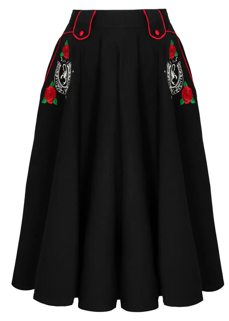 Hell Bunny Idaho 50s Swing Skirt Black