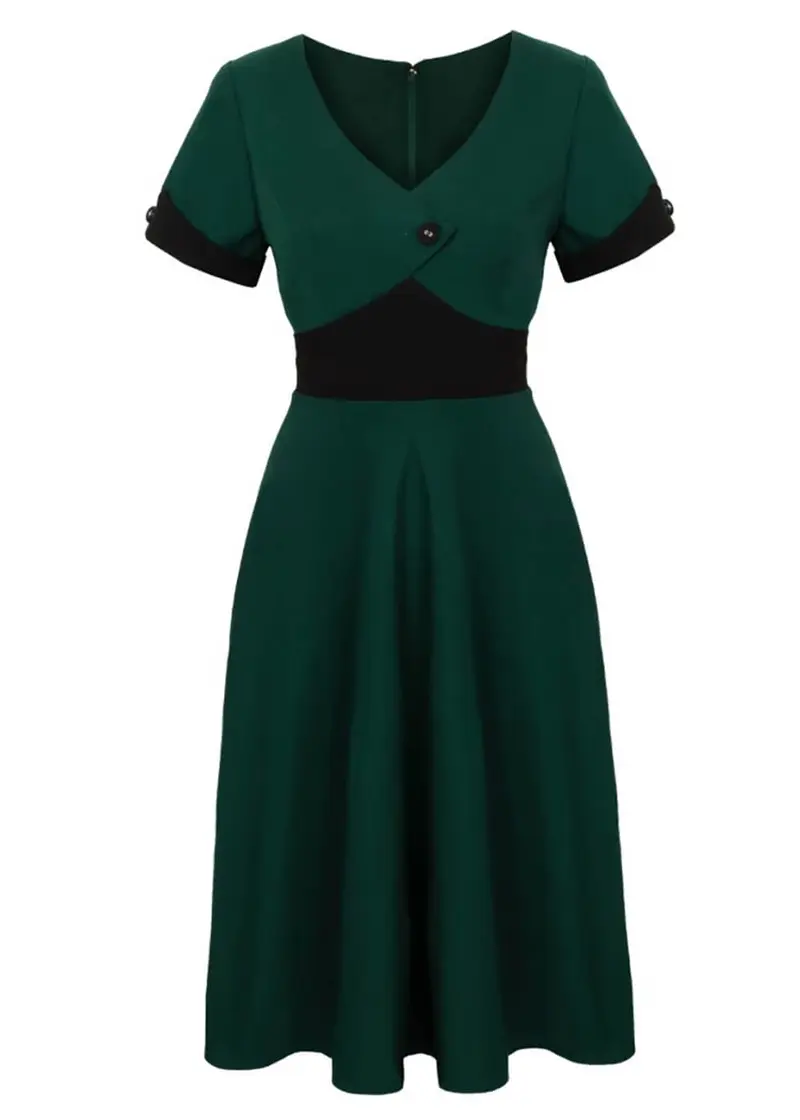 Hell Bunny Jessica 40s Swing Dress Green