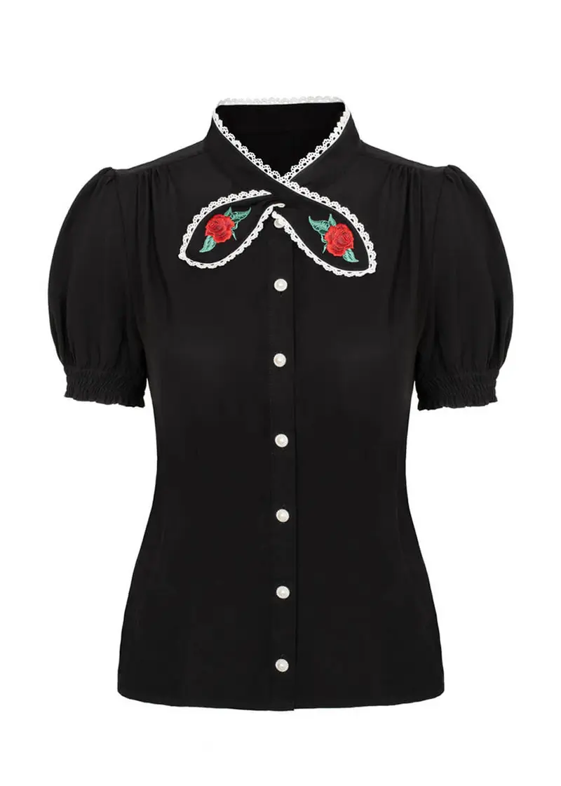 Hell Bunny Kayla 40's Blouse Black
