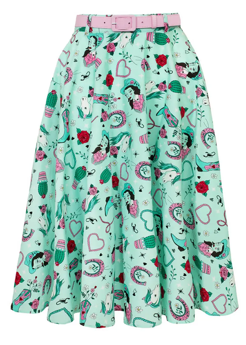Hell Bunny Kellie 50's Swing Skirt Mint