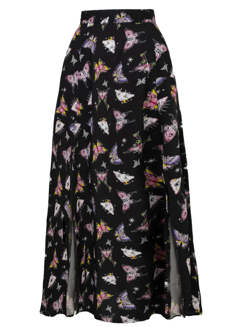 Hell Bunny Kocho Butterfly 50s Skirt Black