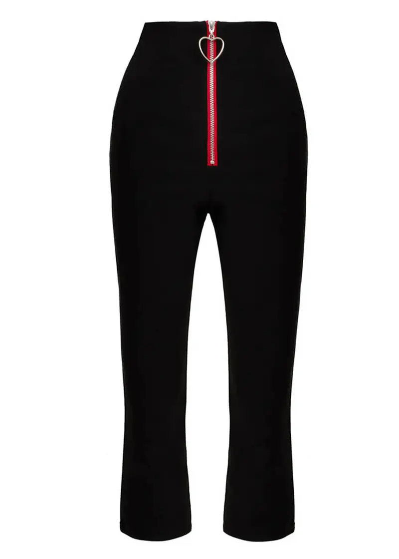Hell Bunny Lucie Hearts Black Capri Trousers