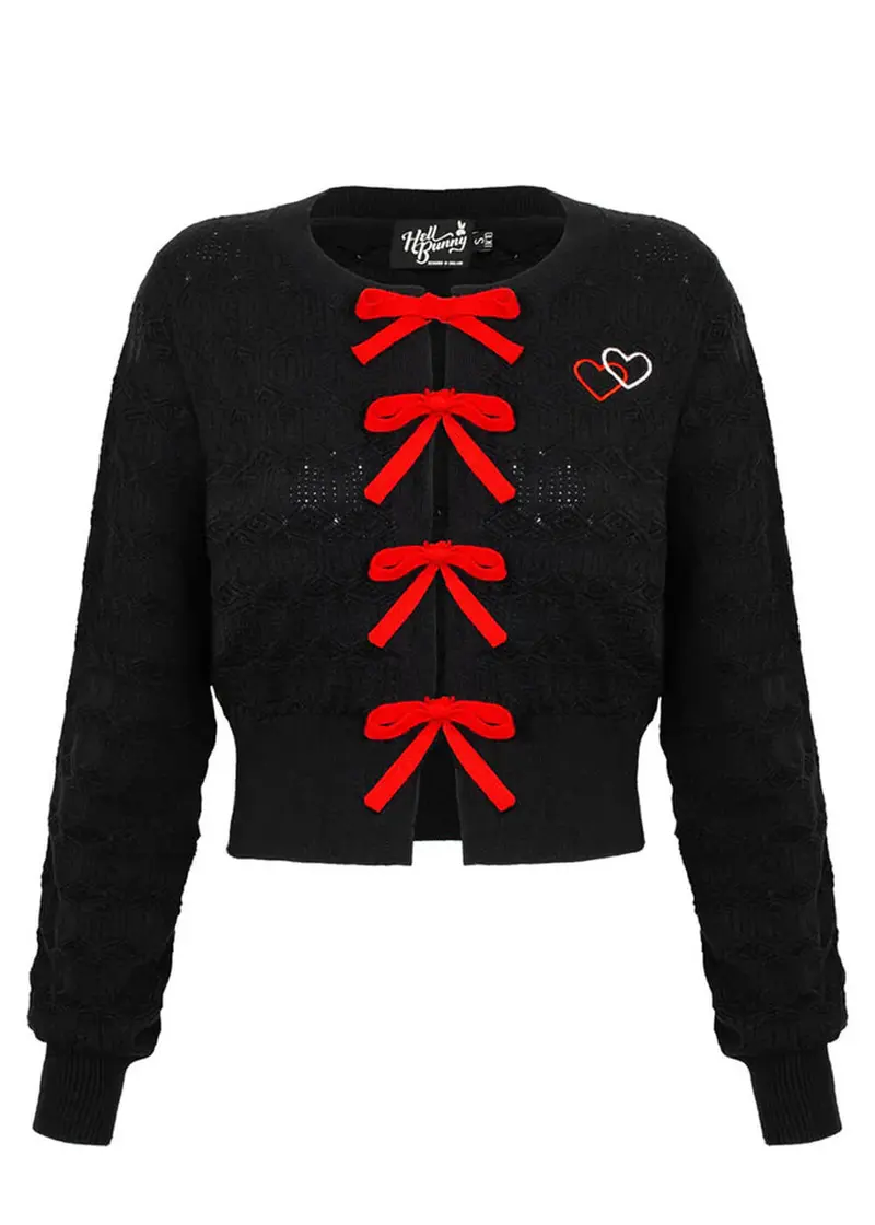 Hell Bunny Lucie Hearts Cardigan Black