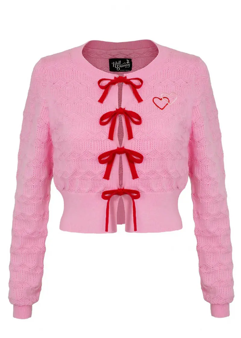 Hell Bunny Lucie Hearts Cardigan Pink