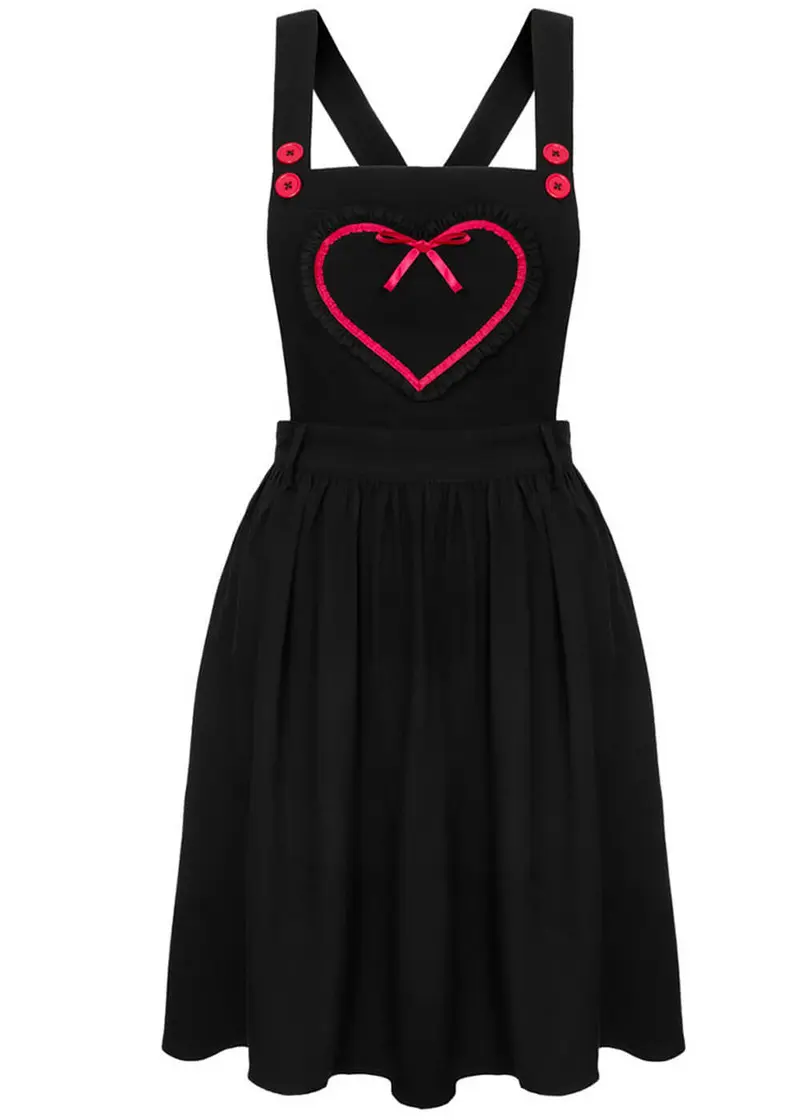 Hell Bunny Lucie Pinafore 50s Swing Dress Black