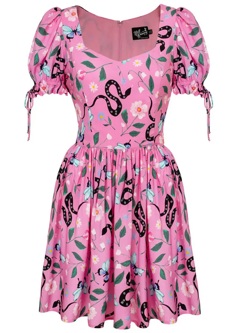 Hell Bunny Ma Boheme Mini 50s Swing Dress Pink