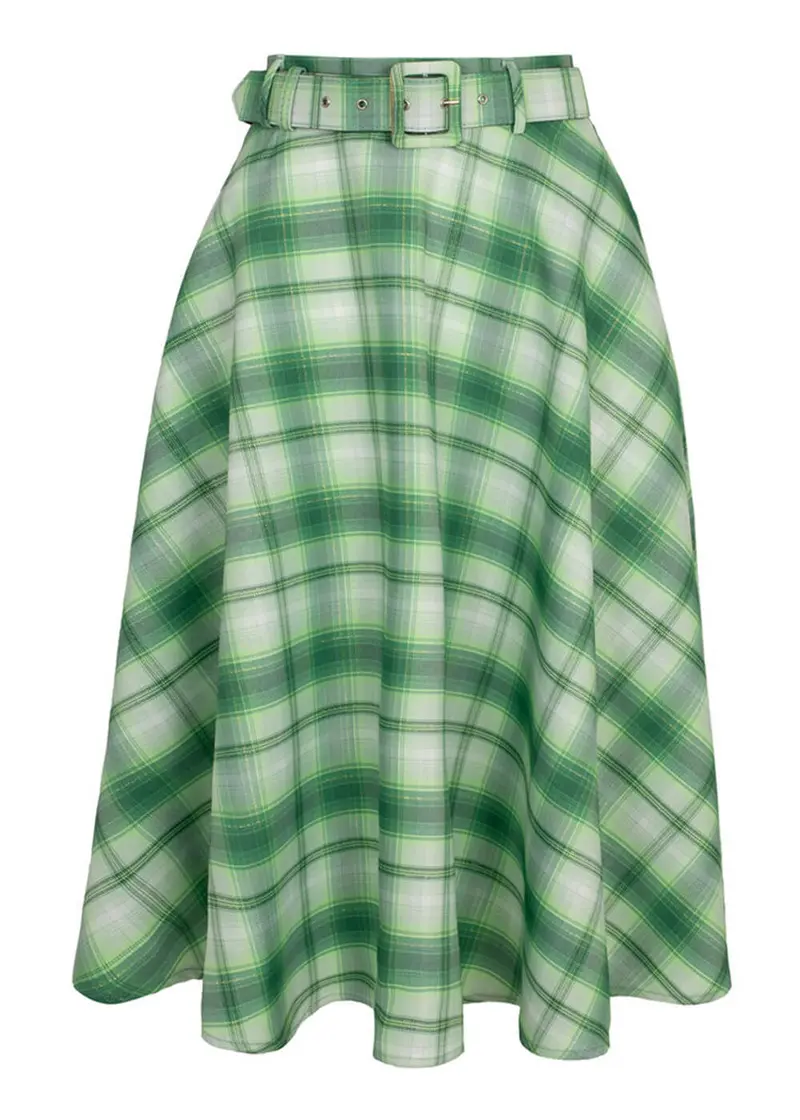 Hell Bunny Maisie 50's Swing Skirt Green