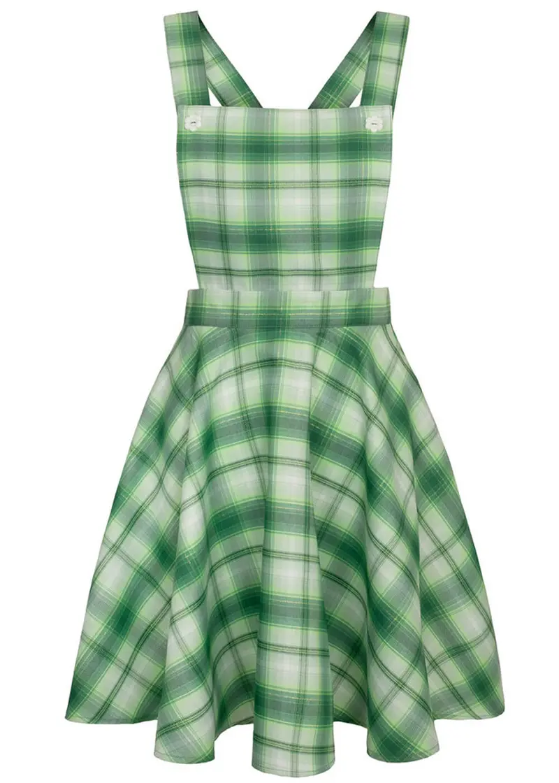 Hell Bunny Maisie Pinafore 50s Swing Dress Green