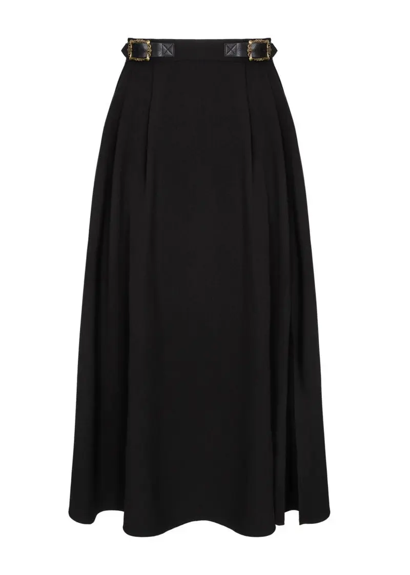 Hell Bunny Maude Black Midi Skirt