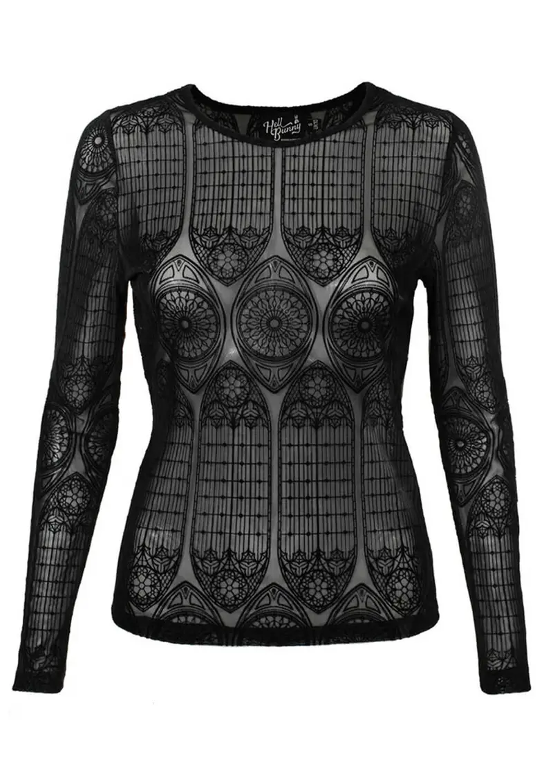 Hell Bunny Mea Culpa Cathedral Top Black
