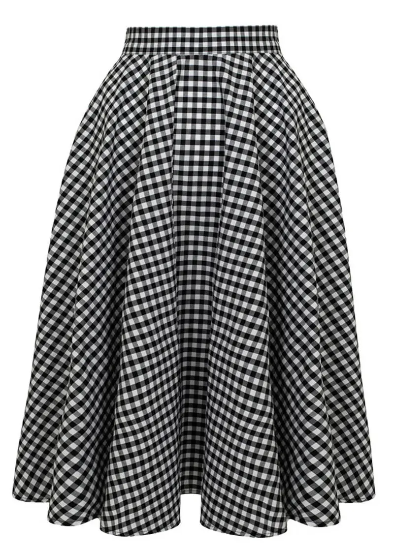 Hell Bunny Mel Gingham 50's Swing Skirt Black White