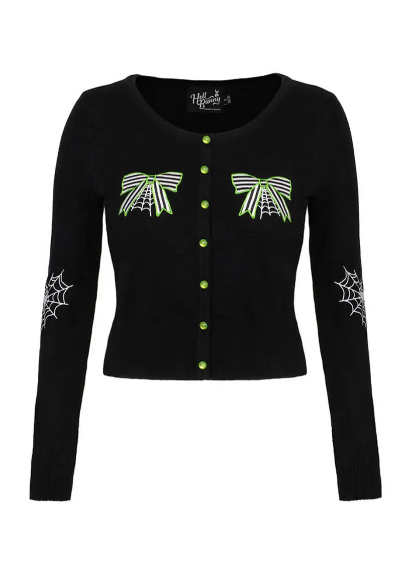Hell Bunny Millie Halloween 50's Cardigan Black Green