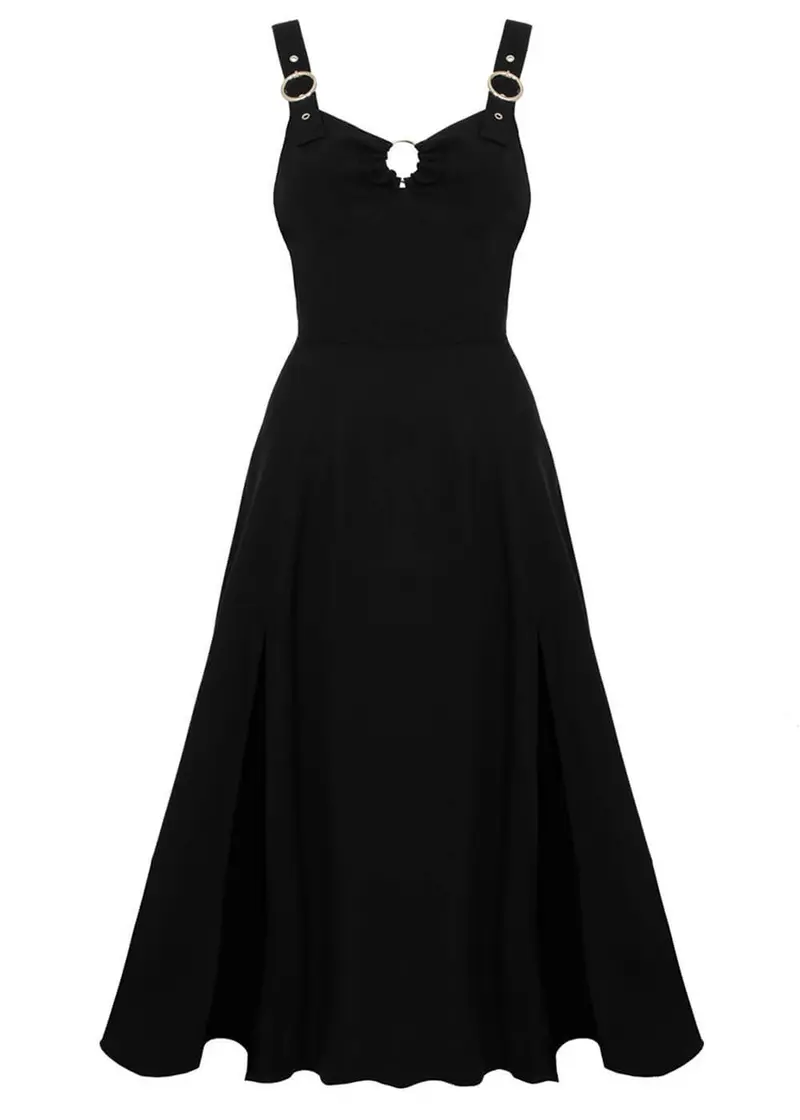Hell Bunny Morgana 50s Black Midi Dress