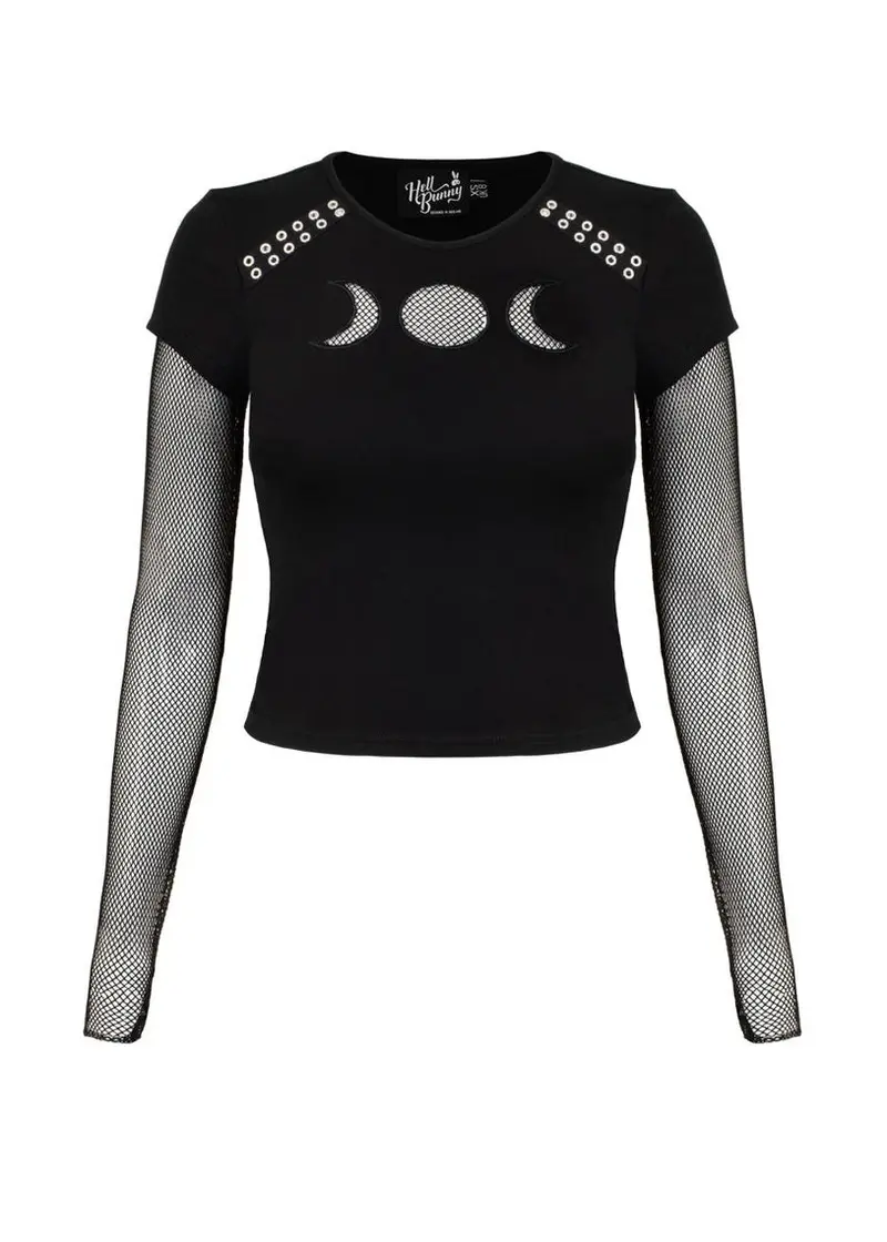 Hell Bunny Nox Moon Mesh Top Black
