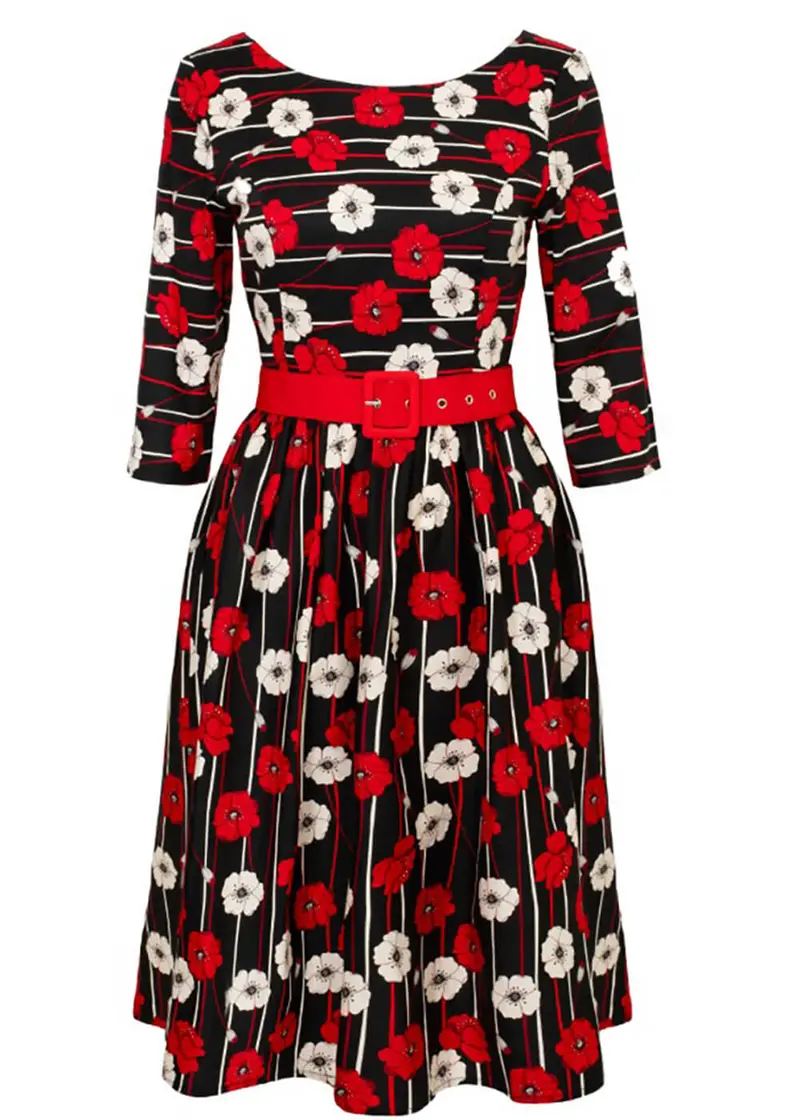 Hell Bunny Poppy 50's Swing Dress Black