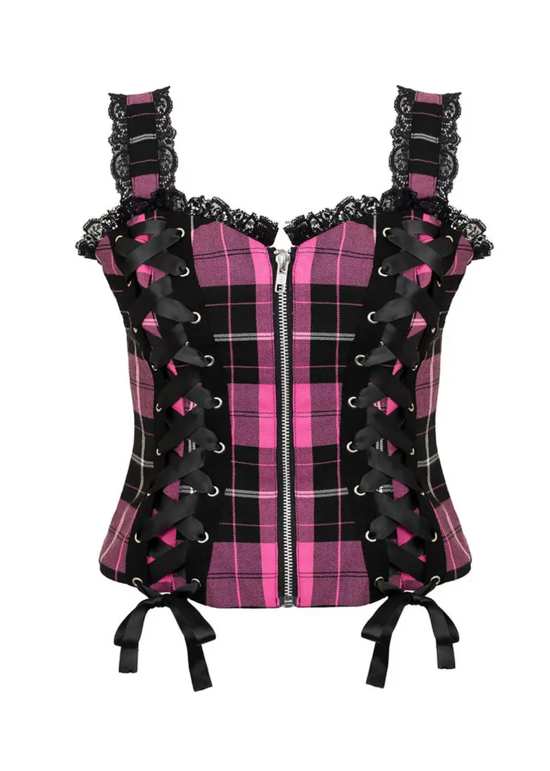 Hell Bunny Quinzel C Tartan 00’s Top Pink