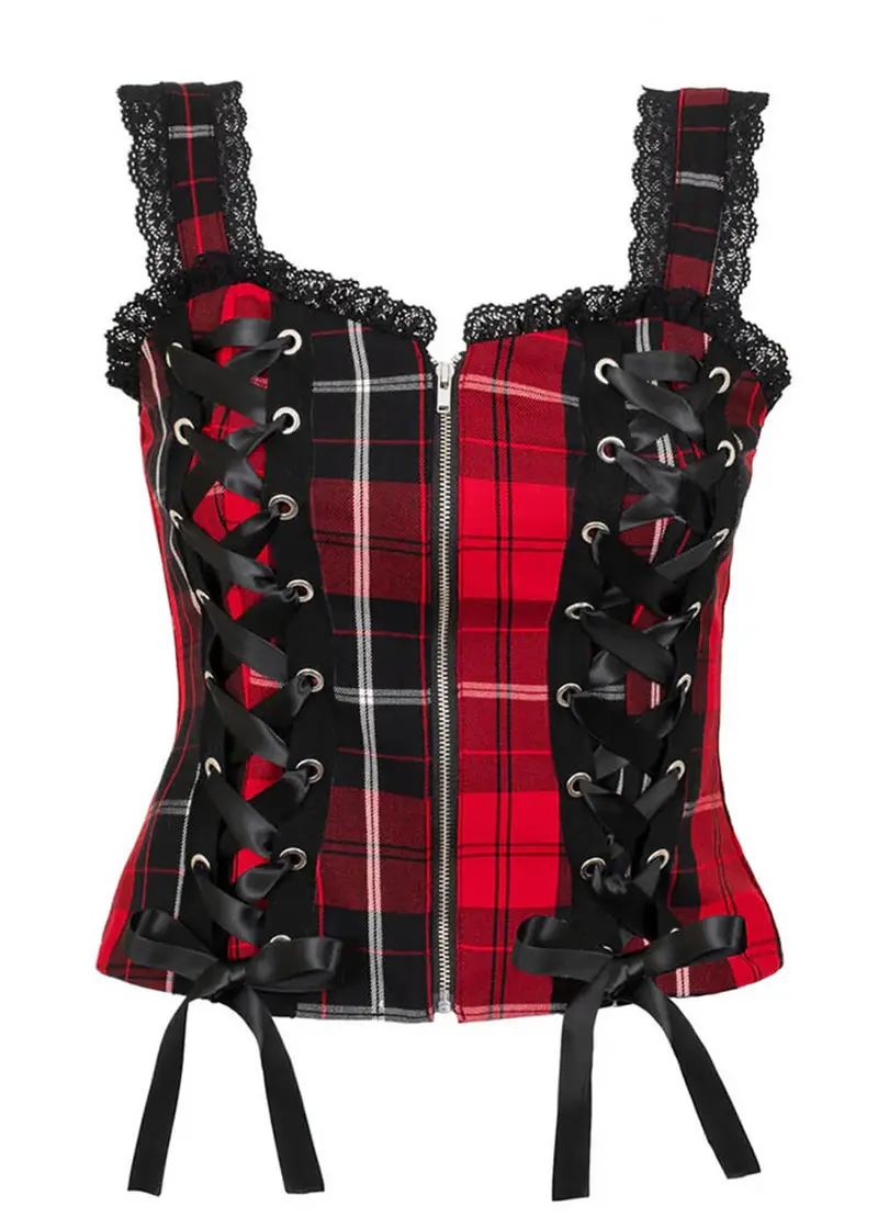 Hell Bunny Quinzel Y Tartan 00’s Top Red